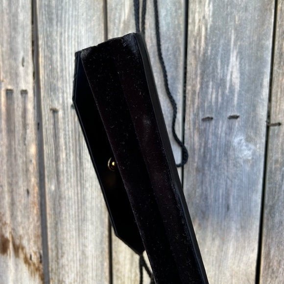 Vintage Caryl Brill Bueno Velvet Silk Clutch Evening Bag Black - Picture 11 of 15